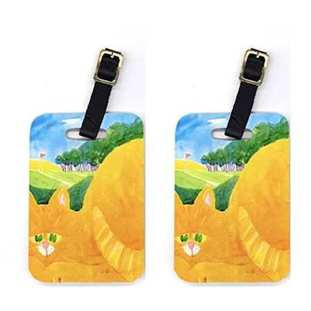 Carolines Treasures 6021BT Orange Tabby Cat On The Green Golfer Luggage Tag - Pair 2; 4 x 2.75 In. 6021BT